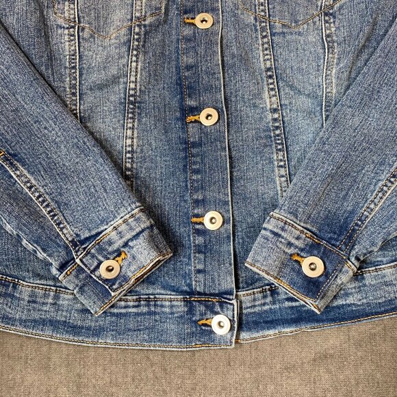 Jessica Simpson Button Up Jean Jacket Cotton/Polyester/Spandex Womens size XL - Picture 2 of 9